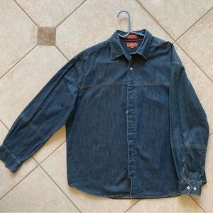 Faconnable Dark Blue Denim Long sleeve Button Down Shirt